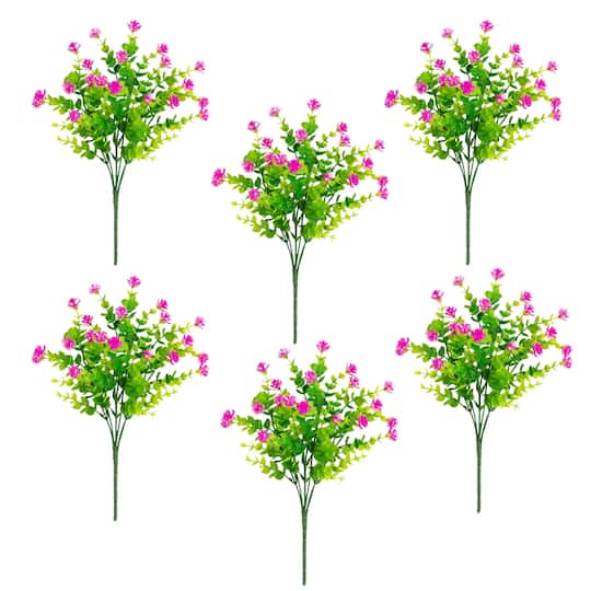 13" UV Resistant Artificial Flowering Mini Rose Bushes